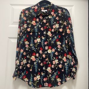 Equipment Signature Silk Floral Double Pocket Button Down Blouse